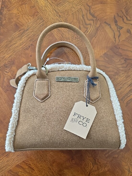 FRYE AND CO. Handbags - Frye & Co. Holiday Satchel Cognac Sherpa Trim Crossbody Bag - NEW